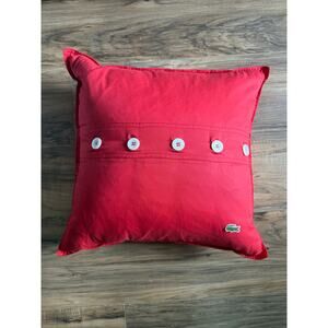 Lacoste Red Button Throw Pillow 18" Square Duck Down Feather‎ Insert